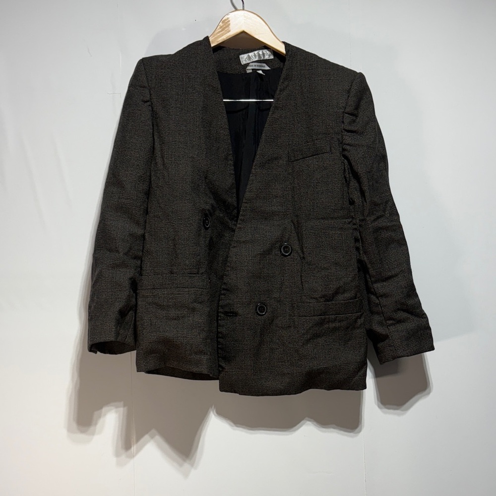 Gloria Vanderbilt vintage wool black and cream double breasted blazer size 12